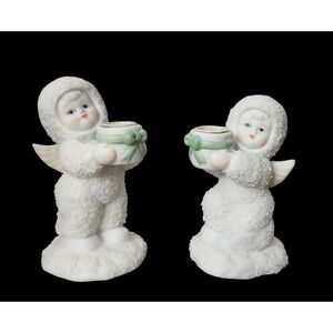 Precious Porcelain Snowbabies Angels Christmas Candle Holders Vintage Robel Ball